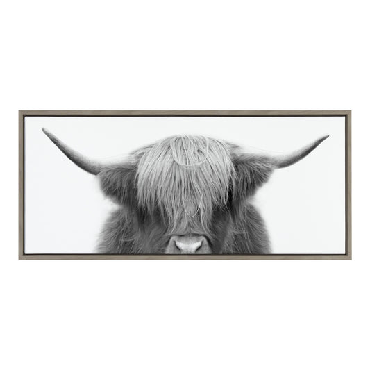 Hey Dude Highland Cow 40 In X 18 In Framed Photography Canvas Art Print, By Kate And Laurel