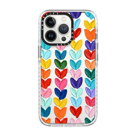Impact Case For Iphone 13 Pro - Polka Daub Hearts - Clear Frost